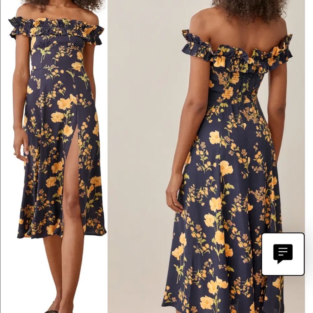 Reformation Izabel Navy Floral Dress Size 10